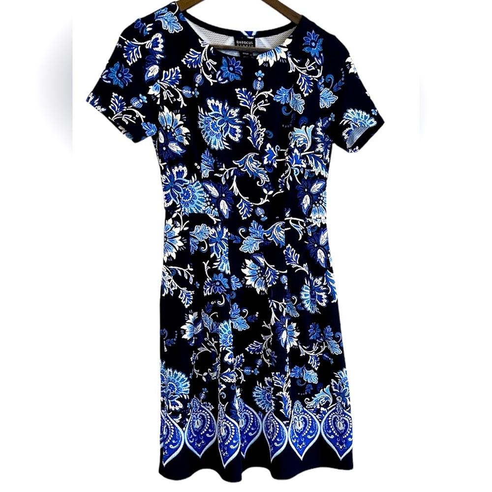 En Focus Studios dress women 4 Navy textured floral sheath